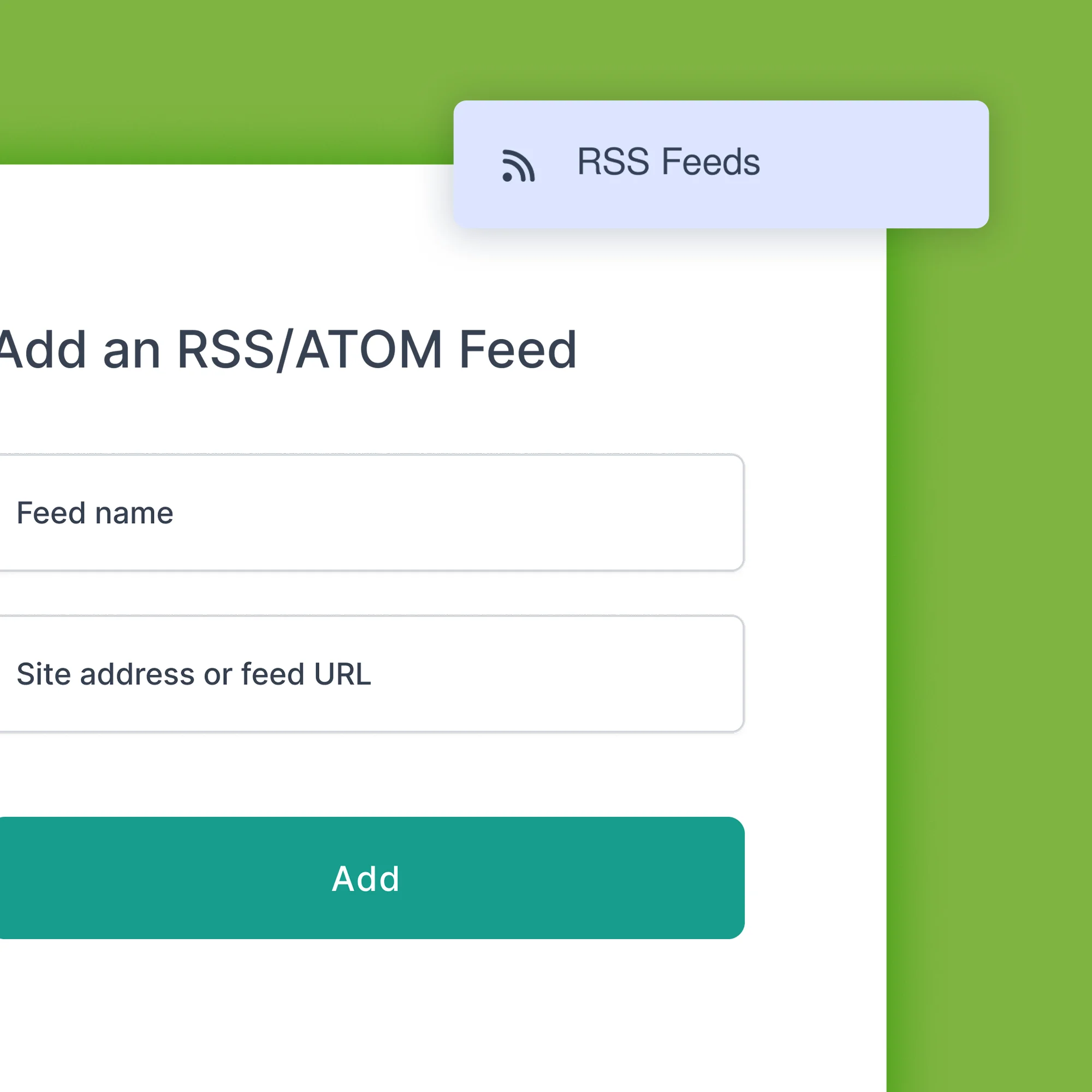 Add an RSS / Atom feed screen