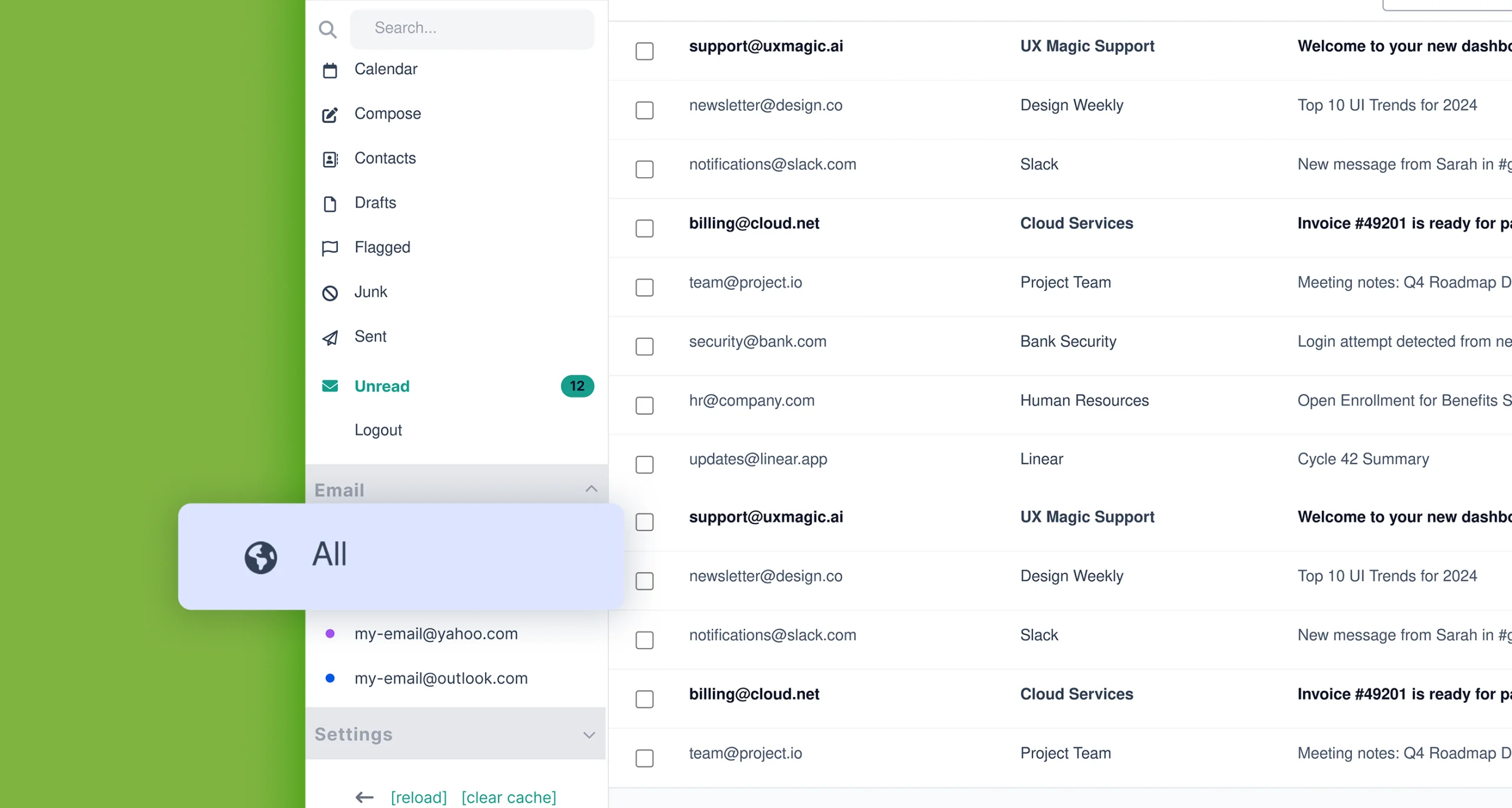Cypht combined inbox screenshot
