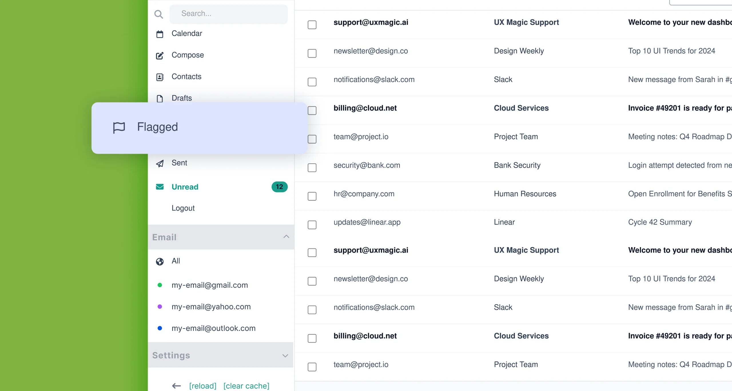 Cypht flagged messages screenshot