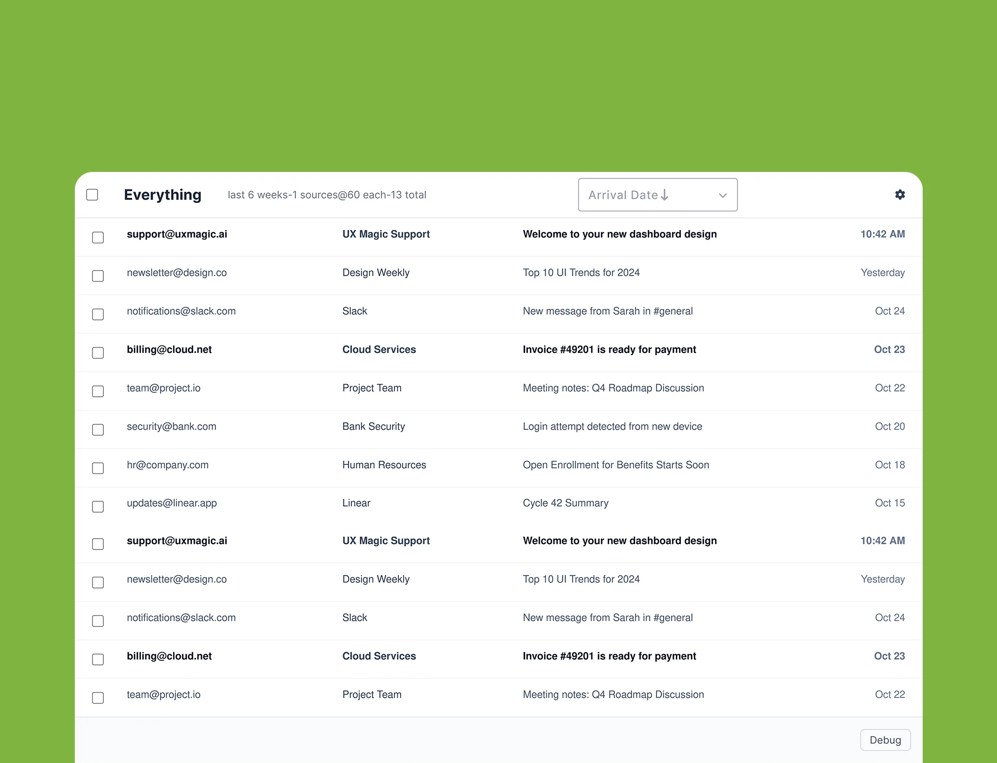 Cypht message list screenshot