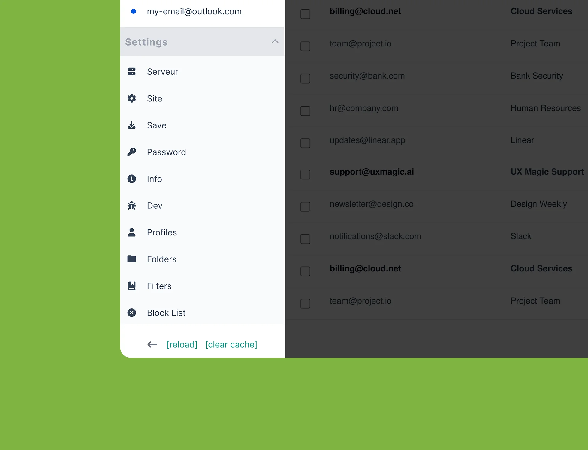 Cypht settings screenshot
