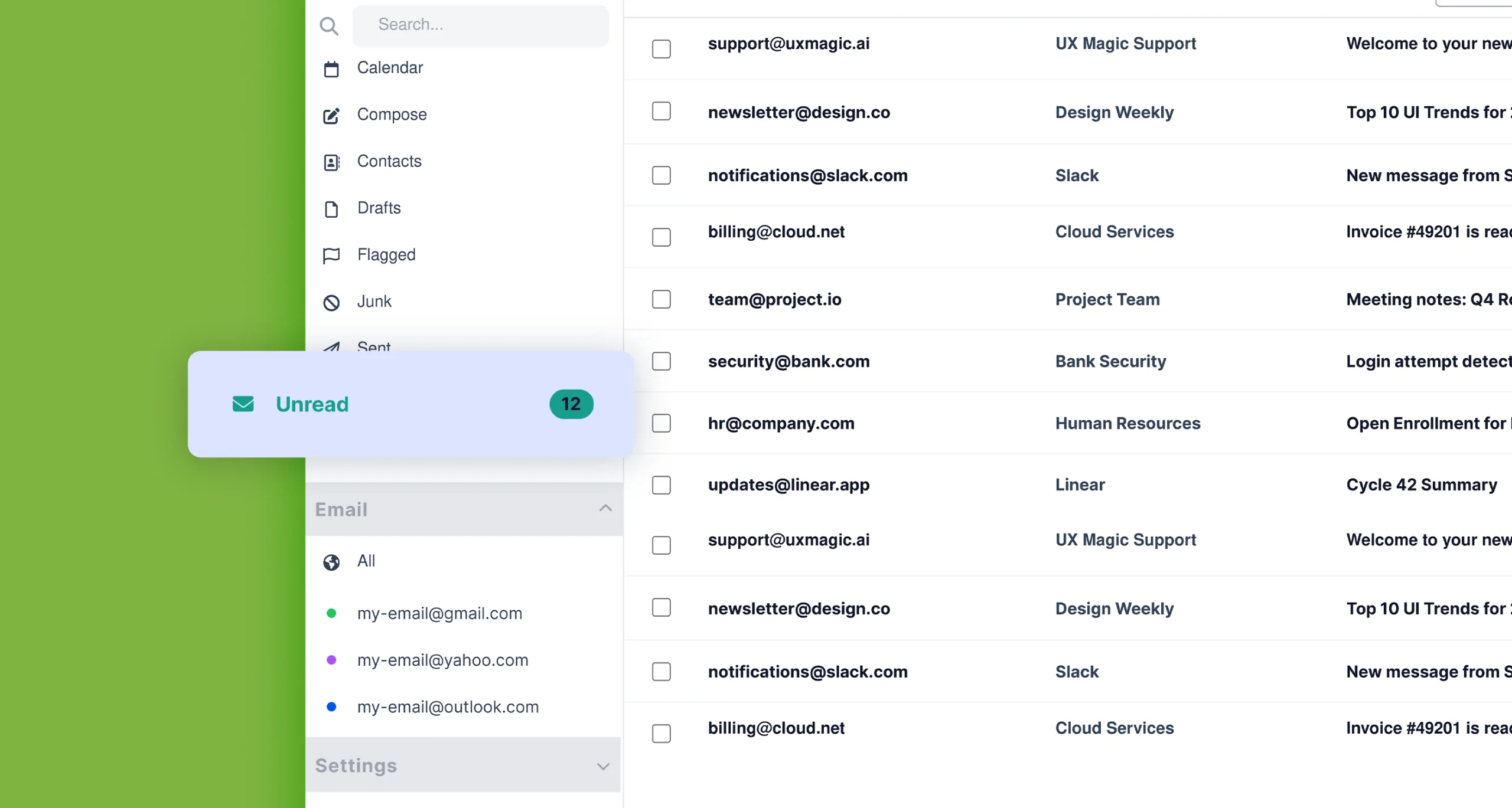 Cypht unread messages screenshot