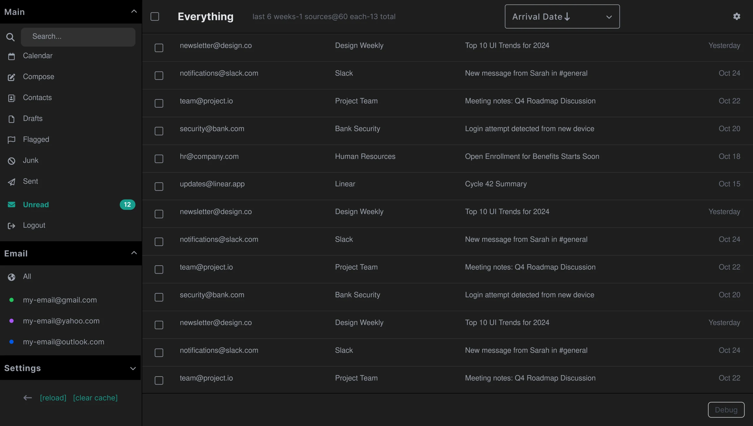 App preview - dark mode