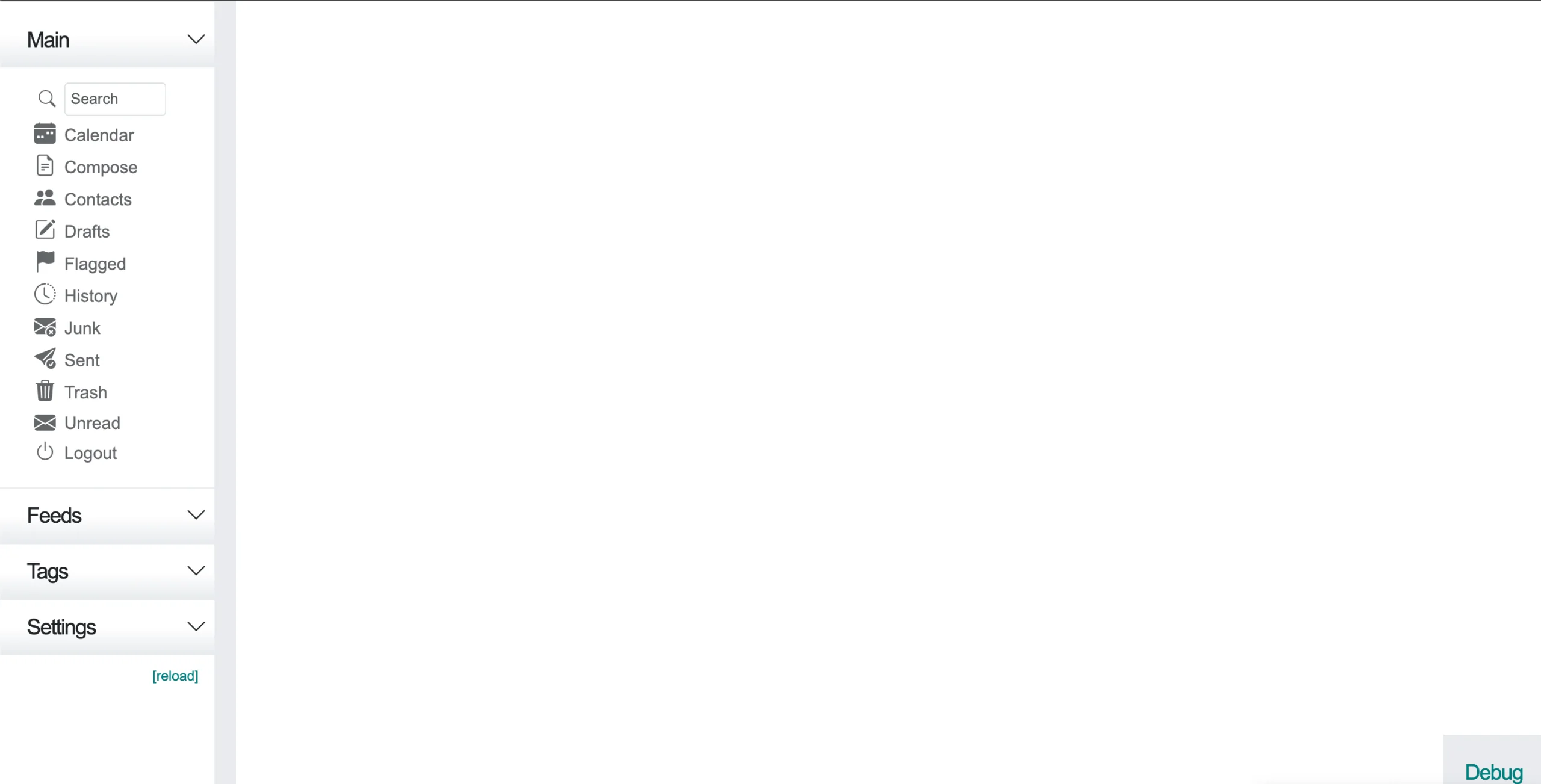 The Cypht test page rendering blank after being authorized